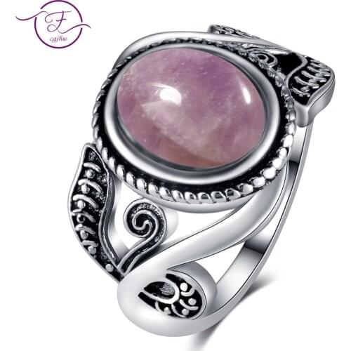 Light Purple Chalcedony Rings For Women Beautiful Vintage Style Jewelry For Female Elder Ladies Jewelry Gift Present