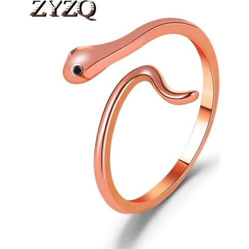 ZYZQ Punk Retro Copper Snake Women Ring Personality Couple Exaggerated Wind Serpentine Ring Wear Jewelry Everyday