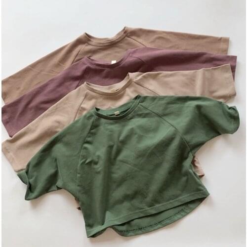 1-6Yrs Spring Autumn Baby Girls Boys T-shirt Children Childrens Loose Kids Baby Girls Boys Long Sleeve Pure Color T-shirt