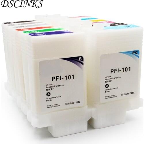 12 PCS 130ML PFI-101 Printer Refillable Ink Cartridge for Canon IPF5000 IPF 5000 IPF-5000 Plotter with Chip PFI101 PFI 101