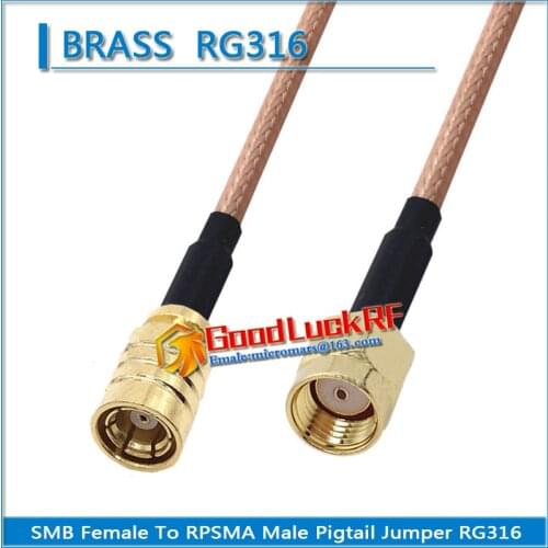 1X Pcs High-quality SMB Female to RPSMA RP-SMA RP SMA Male Plug Coaxial Type Pigtail Jumper RG316 Cable SMA To SMB