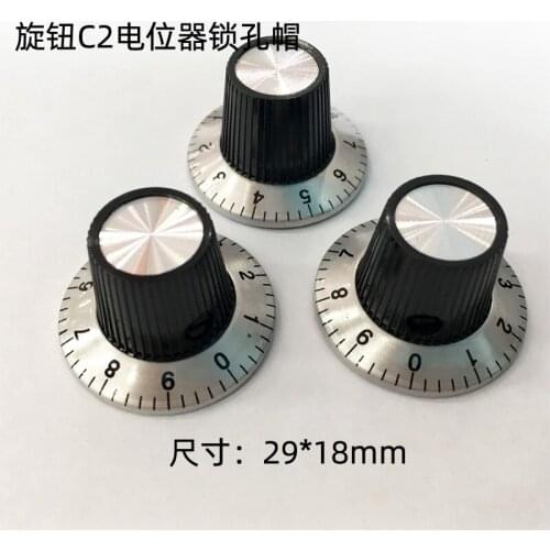 2 piezas 6 MM agujero con Dial Digital superficie de Metal potenciómetro C2 mando tapas del interruptor 29X18mm