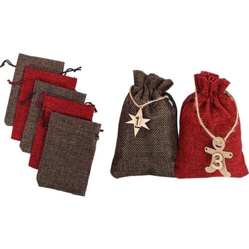 2021 24PCS DIY Numbers Bag Christmas Advent Calendar Ornament Christmas Gift Bags Calendar Countdown Bag Candy Storage Pouches