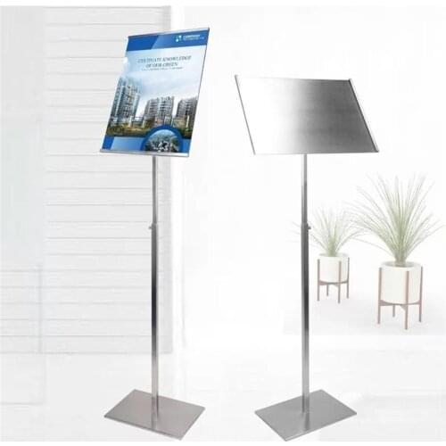 A3 Metal Stainless Steel Adjustable Sign Display Rack Label Holder Easy Move Insert Flyer Leaflet Menu Stand Floor Standing