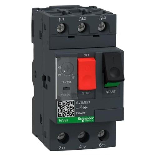 GV2-ME21 GV2ME21 Motor circuit breaker, TeSys GV2, 3P, 17-23 A, thermal magnetic, screw clamp terminals