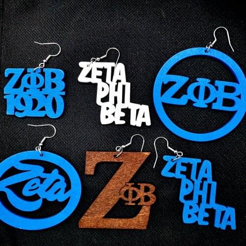 Free Shipping! newest Zeta Phi Beta Earrings wooden earrings can mixed 6 designs