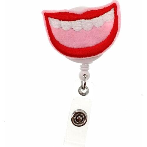 Free Shipping Tooth Nurse Retractable Felt ID Badge Holder Reel