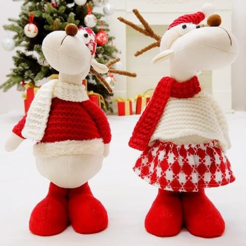 Big Red Reindeer Elk Dolls Toys Christmas Decoration Figurines Gift for Kid Home Xmas Tree Ornament New Year Navidad Natal Decor