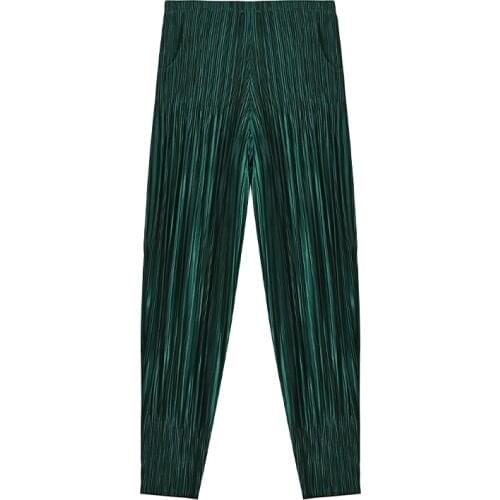 New Spring Summer Womens Pants Cropped Trousers Loose Female Bloomers Pleated Pants Lady Long Pants High Waist Ankle Lengh Pant