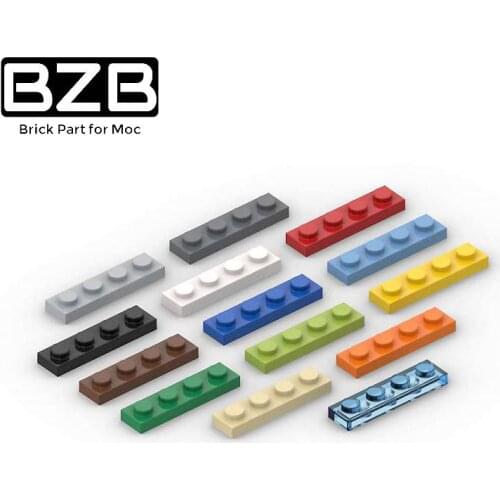 BZB 10Pcs MOC DIY Part Bricks 3710 Plate 1 x 4 Compatible With Building Blocks Parts Bricks Educational Tech Toys For Kids