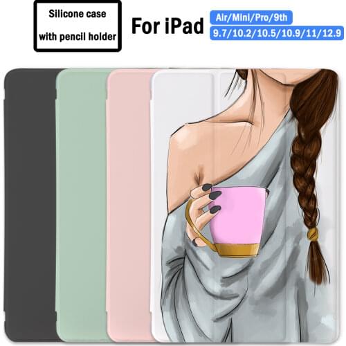 Fashion Girls For iPad Air 4 Case Pro 11 2020 Funda With Pencil Holder 7th 6th 10.2 8th Generation Coque Mini 5 Air 2 Cover 12.9