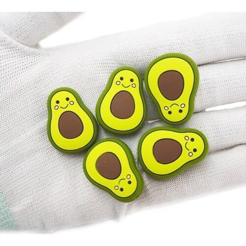 Chengkai 10pcs Silicone Avocado Beads Teether DIY Baby Pacifier Cartoon Teething Making Necklace Sensory Toy Food Grade Beads