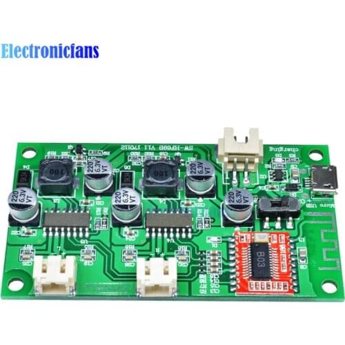 DC 5V 6W+6W 2X6W 2*6W 2 Channel Stereo Bluetooth Amplifier Board Lithium Battery Powered for Speakers Loudspeaker Box Modified