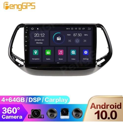 For Jeep Commander 2016-2019 GPS Navigation Android Radio Multimedia 2 Din DVD Player Touch Screen Headunit 360 Camera PX6 OBD2