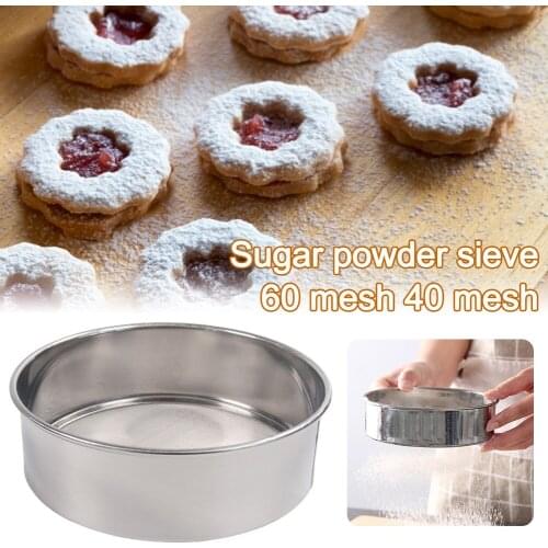 Flour Sifter Fine Mesh Stainless Steel Flour Sugar Powder Sieve Baking Supplies 60 Mesh 40 Mesh Kitchen accessories