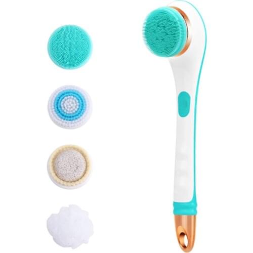 Electric Massager Silicone Bath Brush Back Scrubber USB Rechargeable Rotating Shower Long Handle