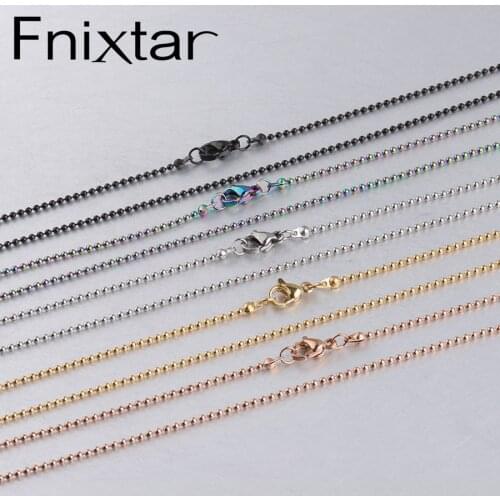 Fnixar Thickness 1.5mm Ball Bead Chain Necklace With Lobster Clasp Stainless Steel DIY Necklace Making 18“ 45cm 10piece/lot