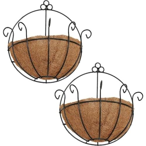 2 PCS Iron Wall Hanging Gentleman Basket 25Cm Semi-Circular Plant Flower Wall Hanging Bracket Plant Hanger Decoration Suitable f