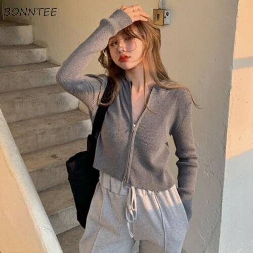 Cardigan Women Solid Color Hooded Zippers Sexy Skinny Long Sleeve Korean Workout All-match Streetwear Female Clothing Leisure
