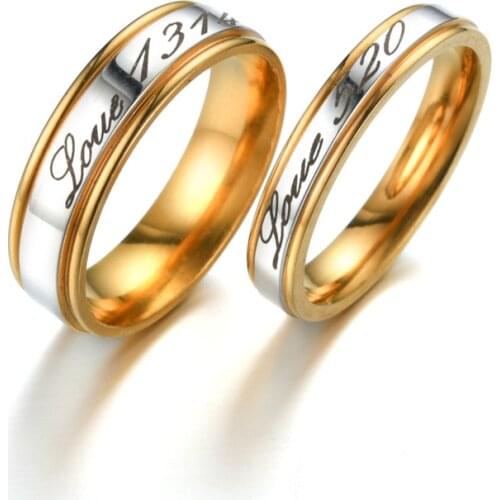 New Stainless Steel 520/1314 Couple Rings for Women Men Korean Fashion Creativity Engagement Titanium Ring Wedding Jewelry Gift