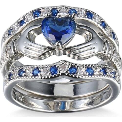 Superior quality Round Ring Engagement Rings 6 Prongs Setting Cubic Zirconia Anel blue Jewelry For Women Love Mujer Gift