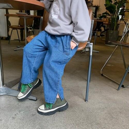 2021 Korea style girls boys denim pants autumn fashion kids long jeans pants 2-8 years
