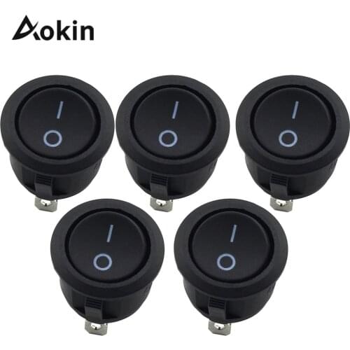 10pcs Small Round Black 2-pin 2-files 3a/250v 6a/125v Rocker Switch Seesaw Power Switch