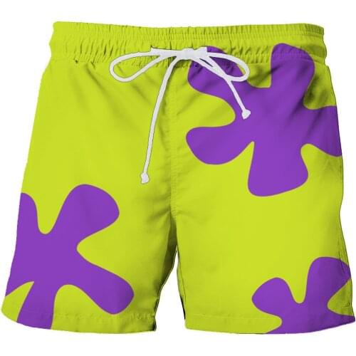 Summer mens beach pants 3d digital printing beach pants mens shorts green adult