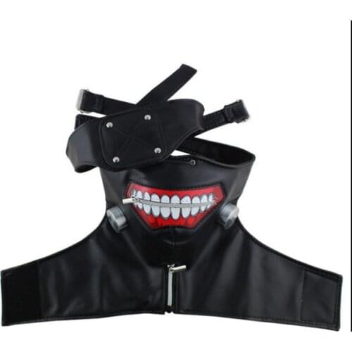 Kaneki Ken Cosplay Mask Adjustable Zipper Black Rubber Masks Fancy Ball Blinder Accessory Anime Cosplay Props
