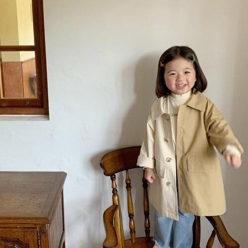 Girls Fashion Two-color Stitching Windbreaker Autumn 2021 New Childrens Baby Girl Korean Casual Thin Jacket Toddler Trench Coat