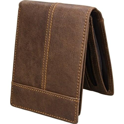 KEVIN YUN fashion vintage men wallets genuine leather card holder purse wallet with coin pocket