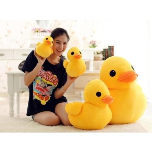 Cartoon yellow duck plush toy soft throw pillow toy birthday gift h577