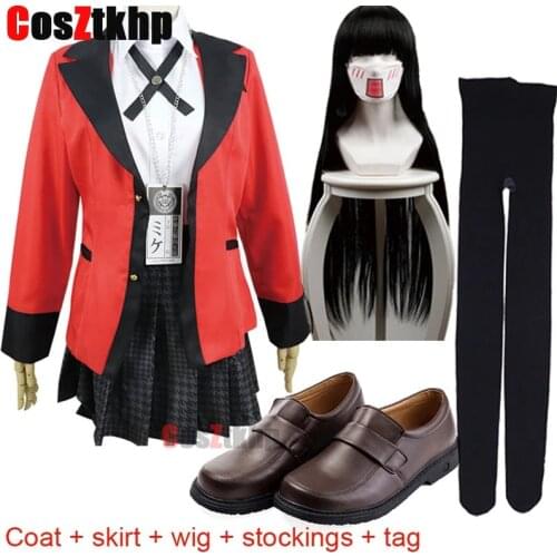 New Carnival Kakegurui Jabami Yumeko Yomoduki Runa Cosplay Costume For Women Coat Wig Shoes Halloween Costume For Women Carnival