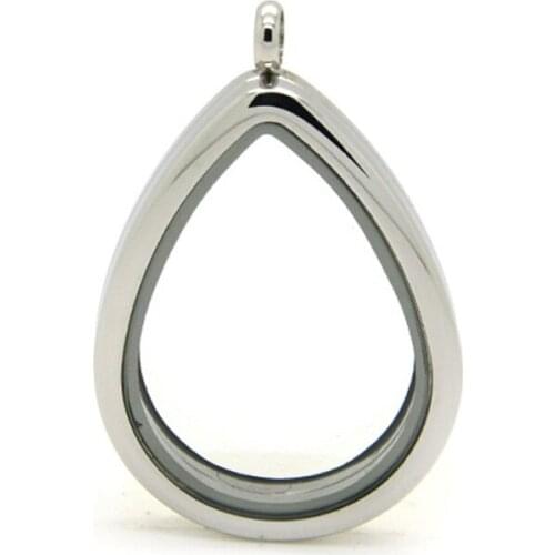 New 316 Stainless Steel Water Drop Floating Memory Locket! Tear Drop Living Glass Floating Charms Locket 10pcs/lot