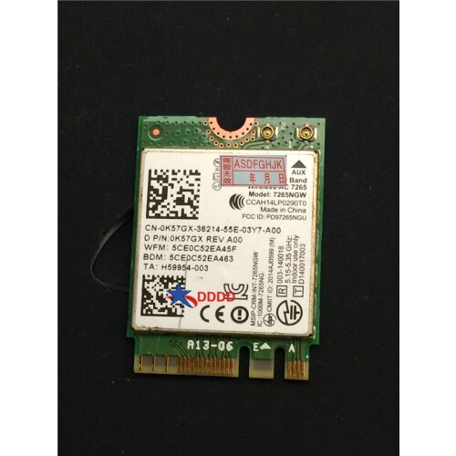 Original FOR Dell Latitude E5450 Laptop Wifi/bluetooth Card P/n 0K57GX K57gx 0K57GX Dual Band AC 7265 7265NGW WIFI fully tested