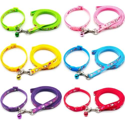 24pcs Dog Cat Collar Leash Adjustable Pet Collar Lead with Bell for Rabbit Puppy Cat Pet Products Outdoor Walking Poodle Terier
