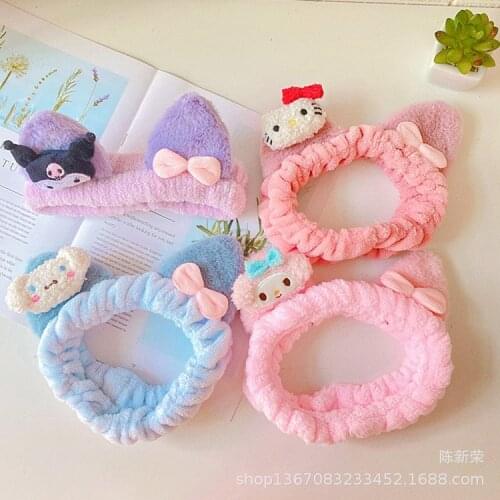 Sanrio Hello Kitty Washing hair ring Headband Hairband Headdress Plush Stretch Melody head hoop Hair accessories