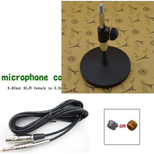 Professional Desktop Adjustable Microphone Metal Stand -9.8 foot Microphone Cable 6.5mm-Microphone Screw Vintage Microphone Set