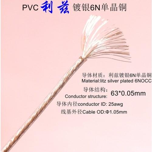 PVC Litz silver plated 6N single crystal copper upgrade line substrate 63 core OD: 1.05mm