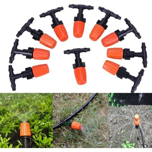 10pcs Garden Irrigation Mist Nozzle Spray Adjustable Closable Droplets Orange Single-head Combined With 1/2 "connector