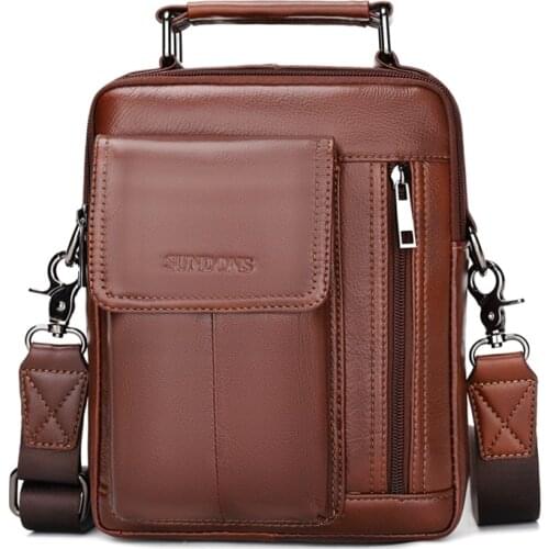 Luxury Real Leather Men Vintage Shoulder Messenger Bag Male Top-handle Fashion Brand Casual Handbag Durable Men Crossbody Bags