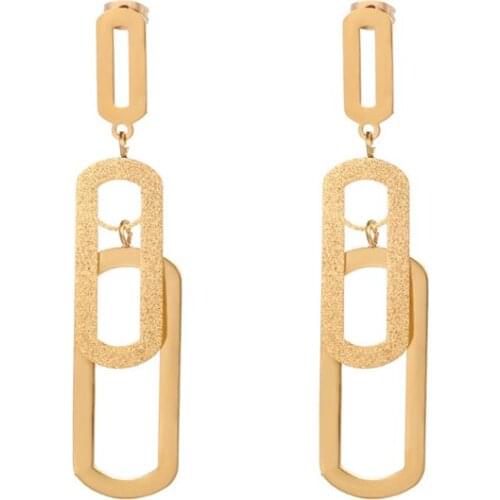 Vintage Earrings For Women Girl Geometric Statement Titanium Metal Long Drop Earrings Trendy Earings Korean Jewelry Accessories