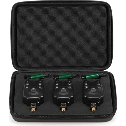 Fishing Bite Alarm Chain Alert Swinger Set Digital Fishing Alarm Kit LED Alarm Indicator Alert Fishing Swinger with Zippered Box
