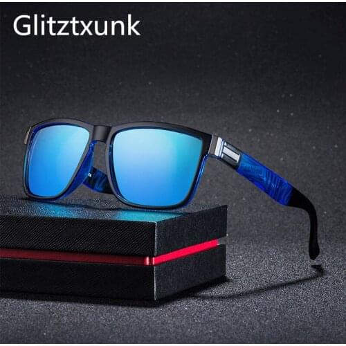 Glitztxunk Brand Design Polarized Sunglasses Men Driver Shades Male Vintage Sun Glasses For Men Spuare Mirror UV400 Oculos