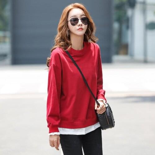 Sweatshirt Women Hoodies 2020 Basic Casual Autumn Solid Color O neck Cotton Woman Hoodies Clothes Female Oversize Pullover