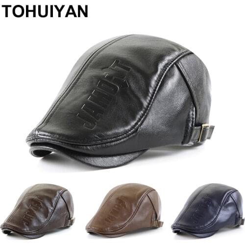 Top Grade Leather Newsboy Hat Men Winter Warm Boina Hombre Gatsby Caps Gorras Planas Driving Hats Retro Flat Caps for Man Hat