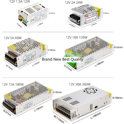 DC 12V Lighting Transformers 12V 1.25A 2A 3A 3.2A 5A LED Driver Power supply Adapter For LED Strip Light Switch Power Supply