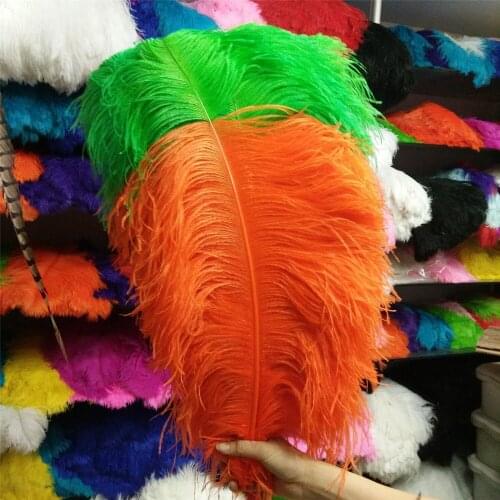 Gorgeous 50pcs 20-22 inch/50-55cm Orange and Green "thick stem" male ostrich feathers Plumes Party Home Wedding Decoration