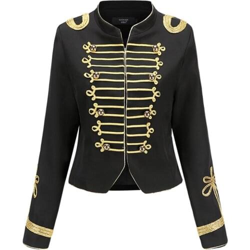 My Chemical Romance Cosply Top Jacket Women Girls Military Punk Coat Gold Trim Fancy Suit L321