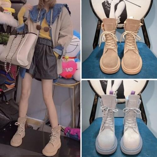 Women Autumn Winter Ankle Martin Boots Classic British Style Leather Lace-up Fashion Short Boots Brown Round Toe Female Shoes